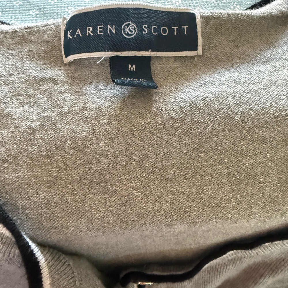 Karen Scott Light Gray Knit Cardigan